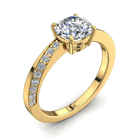 Bague de fiançailles diamant rond 1.20 carat or jaune Andrea