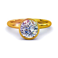 Bague de fiançailles diamant rond 1.20 carat or jaune Annette