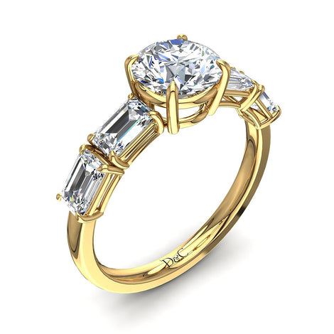 Bague de fiançailles diamant rond 1.20 carat or jaune Dora