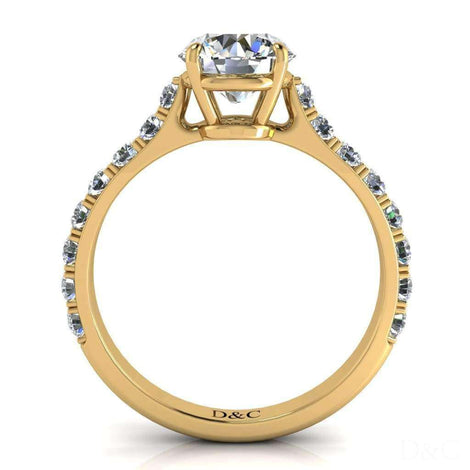 Bague de fiançailles diamant rond 1.20 carat or jaune Rebecca