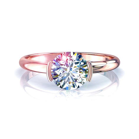 Bague de fiançailles diamant rond 1.20 carat or rose Anoushka