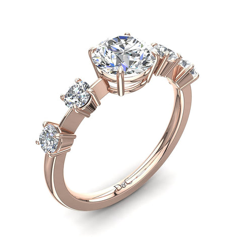 Bague de fiançailles diamant rond 1.26 carat or rose Serena
