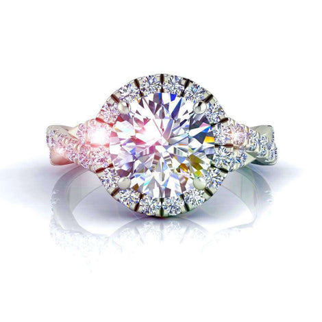Anello di fidanzamento con diamante tondo Ameglia in oro bianco da 1.30 carati