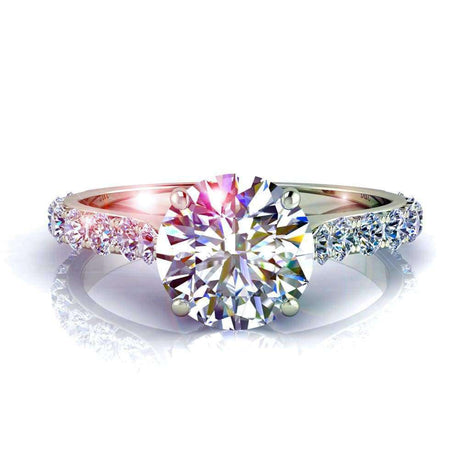 Bague de fiançailles diamant rond 1.30 carat or blanc Rebecca