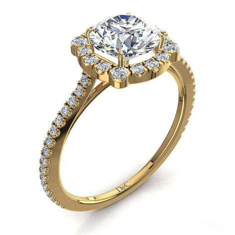 Bague de fiançailles diamant rond 1.30 carat or jaune Alida