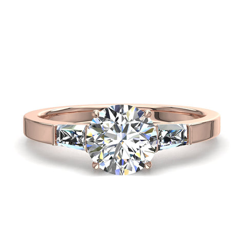 Bague de fiançailles diamant rond 1.30 carat or rose Enea
