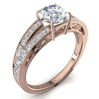 Rapallo anello di fidanzamento con diamante tondo da 1.30 carati in oro rosa