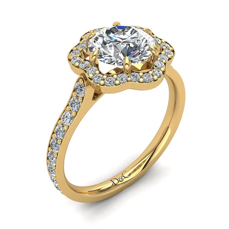 Anello di fidanzamento Lily in oro giallo 1.35 carati con diamante tondo