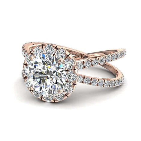 Bague de fiançailles diamant rond 1.35 carat or rose Isabelle