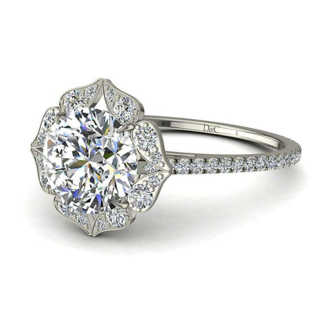 Anello di fidanzamento Arina con diamante tondo da 1.40 carati in oro bianco