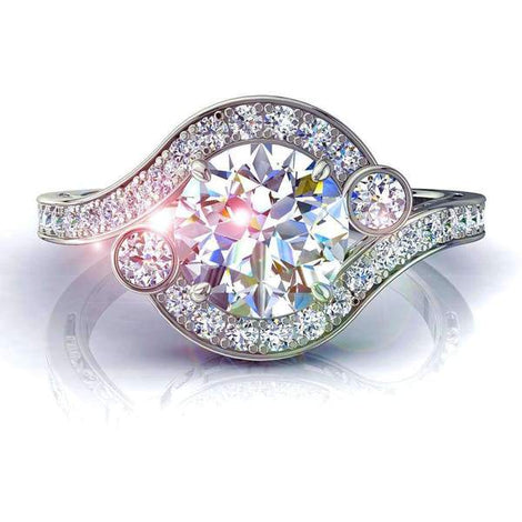 Anello di fidanzamento con diamanti tondi in oro bianco 1.40 carati Ventimiglia
