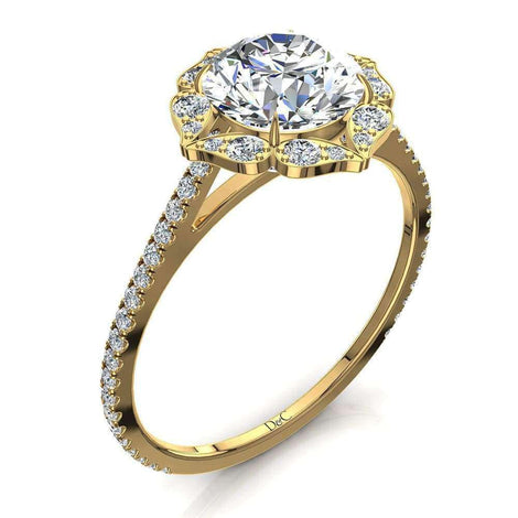 Anello di fidanzamento Arina con diamante tondo da 1.40 carati in oro giallo