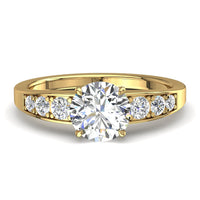 Bague de fiançailles diamant rond 1.40 carat or jaune Nina