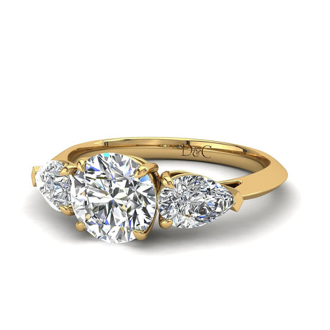 Bague diamant rond 1.40 carat or jaune Renata