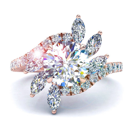 Bague diamant rond 1.40 carat or rose Lisette