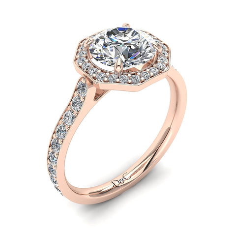Solitaire diamant rond 1.45 carat or rose Fanny