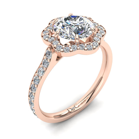 Anello di fidanzamento Lily in oro rosa 1.45 carati con diamante tondo