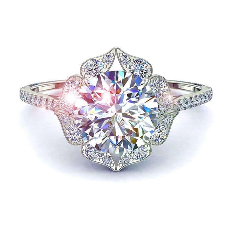 Bague de fiançailles diamant rond 1.50 carat or blanc Arina
