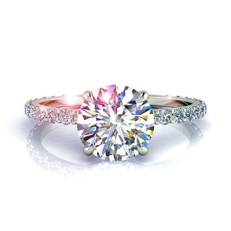 Bague de fiançailles diamant rond 1.50 carat or blanc Valentine
