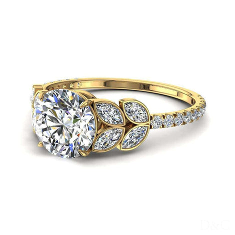 Bague de fiançailles diamant rond 1.50 carat or jaune Angela