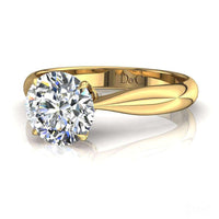Bague de fiançailles diamant rond 1.50 carat or jaune Elodie