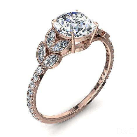 Bague de fiançailles diamant rond 1.50 carat or rose Angela
