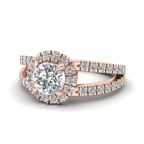 Anello di fidanzamento con diamante tondo Imperia in oro rosa da 1.50 carati