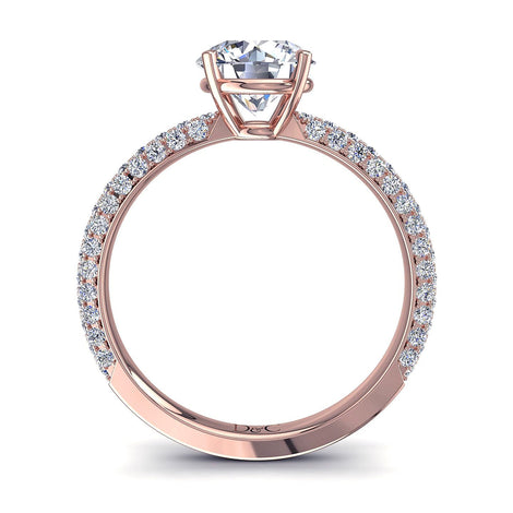 Bague de fiançailles diamant rond 1.50 carat or rose Paola