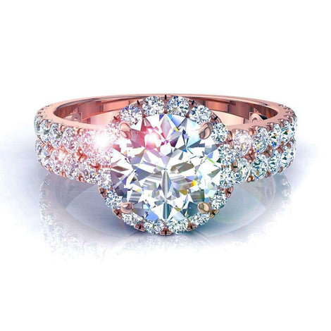 Bague de fiançailles diamant rond 1.50 carat or rose Portofino