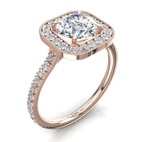 Bague de fiançailles diamant rond 1.50 carat or rose Sestri