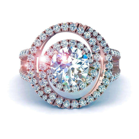 Anello di fidanzamento con diamante tondo in oro rosa 1.50 carati Venezia