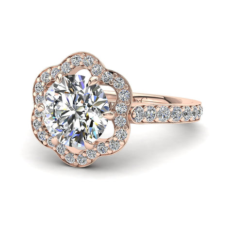 Anello di fidanzamento Lily in oro rosa 1.55 carati con diamante tondo