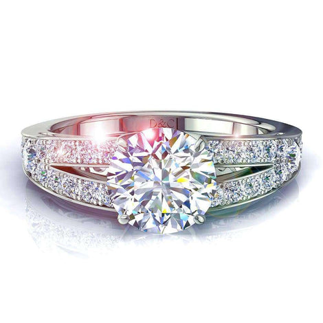 Rapallo anello di fidanzamento in oro bianco con diamante tondo da 1.60 carati