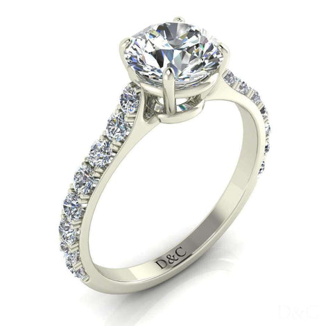Bague de fiançailles diamant rond 1.60 carat or blanc Rebecca