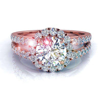 Bague de fiançailles diamant rond 1.60 carat or rose Genova