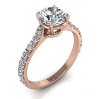 Bague de fiançailles diamant rond 1.60 carat or rose Rebecca