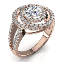 Anello di fidanzamento con diamante tondo in oro rosa 1.60 carati Venezia