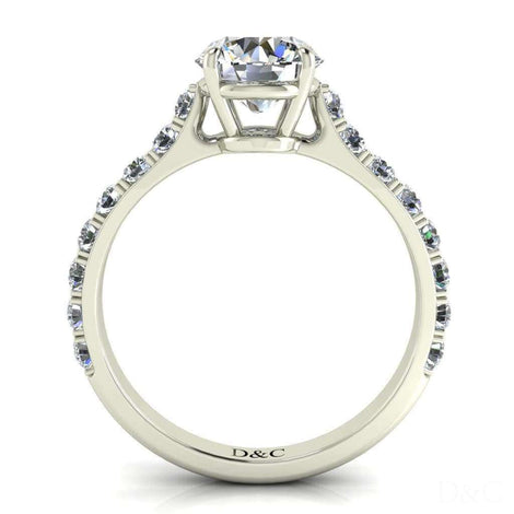 Bague de fiançailles diamant rond 1.70 carat or blanc Rebecca