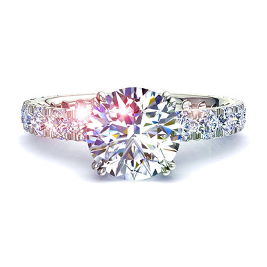 Bague de fiançailles diamant rond 1.80 carat Valentina I / SI / Or Blanc 18 carats