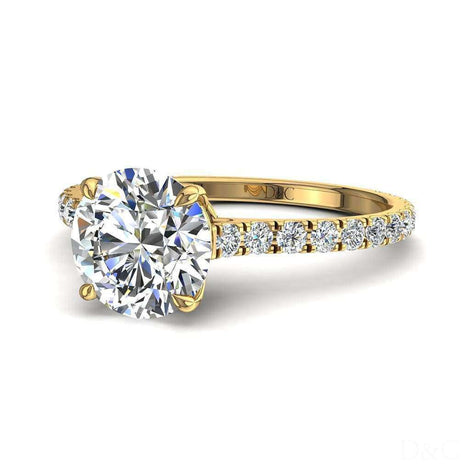Bague de fiançailles diamant rond 1.80 carat or jaune Jenny
