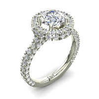 Bague de fiançailles diamant rond 1.90 carat or blanc Viviane