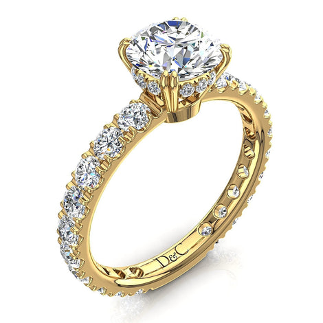 Anello di fidanzamento Valentina con diamante tondo da 1.90 carati in oro giallo