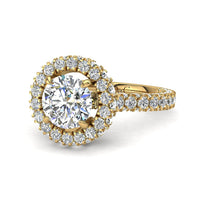 Bague de fiançailles diamant rond 1.90 carat or jaune Viviane