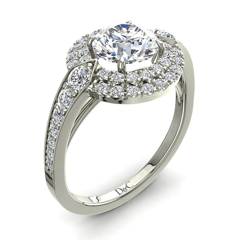 Anello di fidanzamento Aurora in oro bianco 2.00 carati con diamante tondo