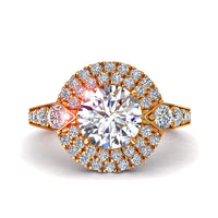 Anello di fidanzamento Aurora con diamante tondo da 2.00 carati in oro giallo