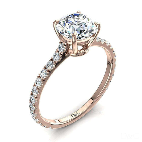 Solitaire diamant rond 2.00 carat or rose Jenny