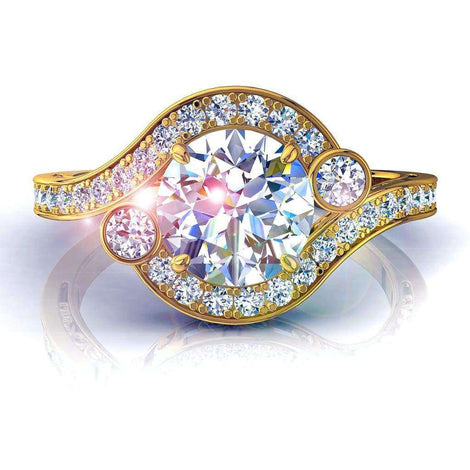 Bague de fiançailles diamant rond 2.10 carats or jaune Ventimiglia