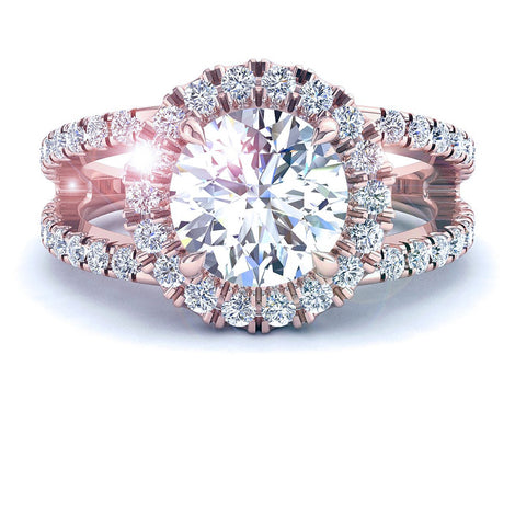 Solitaire diamant rond 2.10 carats or rose Imperia