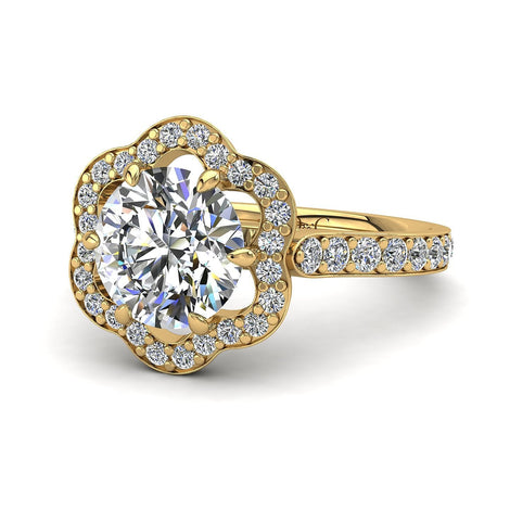 Anello di fidanzamento Lily con diamante tondo da 2.15 carati in oro giallo
