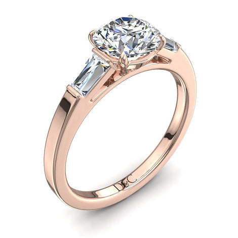 Anello di fidanzamento con diamante tondo 2.20 carati in oro rosa Enea